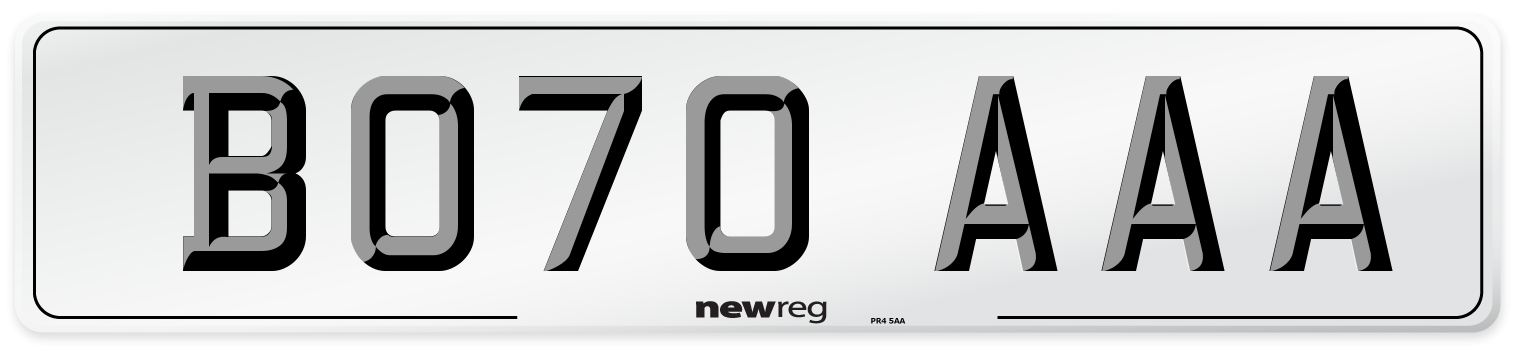 BO70 AAA Number Plate from New Reg